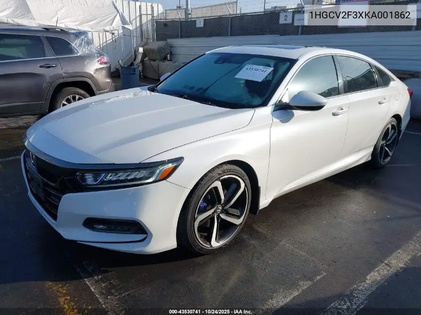 1HGCV2F3XKA001862 2019 Honda Accord Sport 2.0T