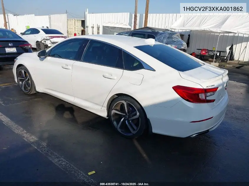 1HGCV2F3XKA001862 2019 Honda Accord Sport 2.0T