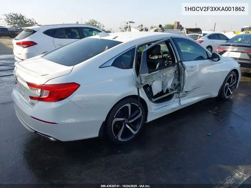 1HGCV2F3XKA001862 2019 Honda Accord Sport 2.0T
