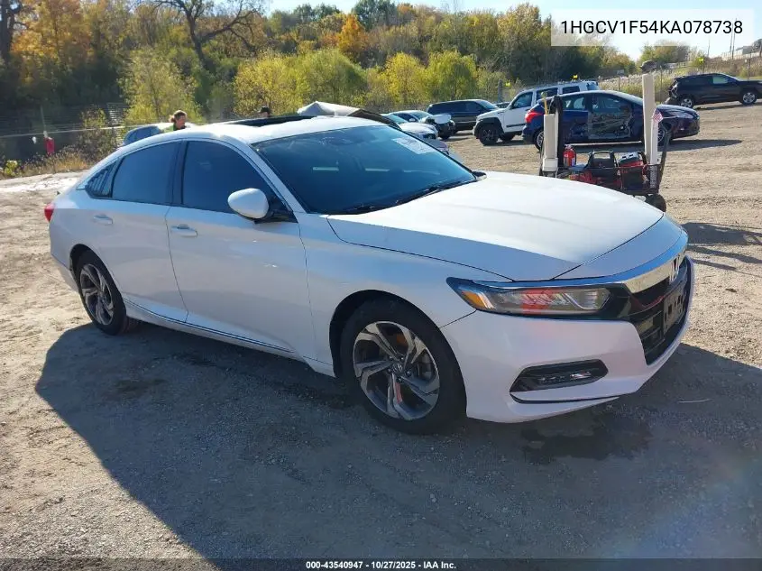 1HGCV1F54KA078738 2019 Honda Accord Ex-L