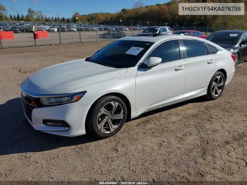 1HGCV1F54KA078738 2019 Honda Accord Ex-L
