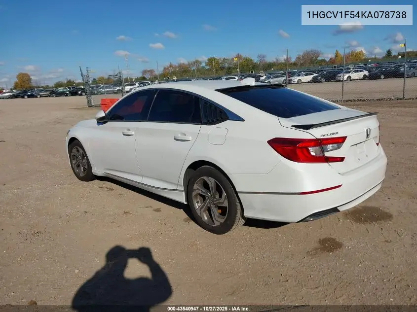1HGCV1F54KA078738 2019 Honda Accord Ex-L