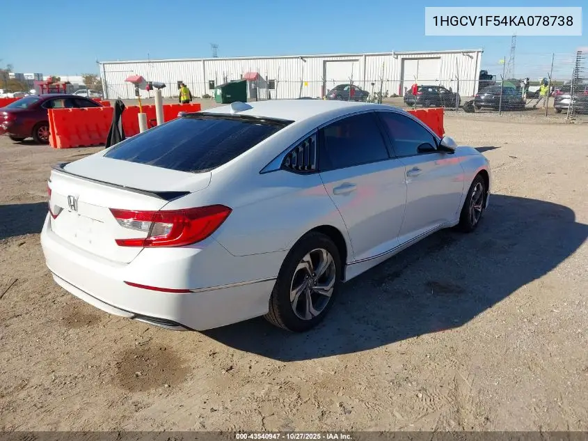 1HGCV1F54KA078738 2019 Honda Accord Ex-L