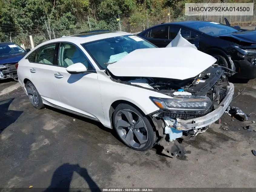 1HGCV2F92KA014500 2019 Honda Accord Touring 2.0T