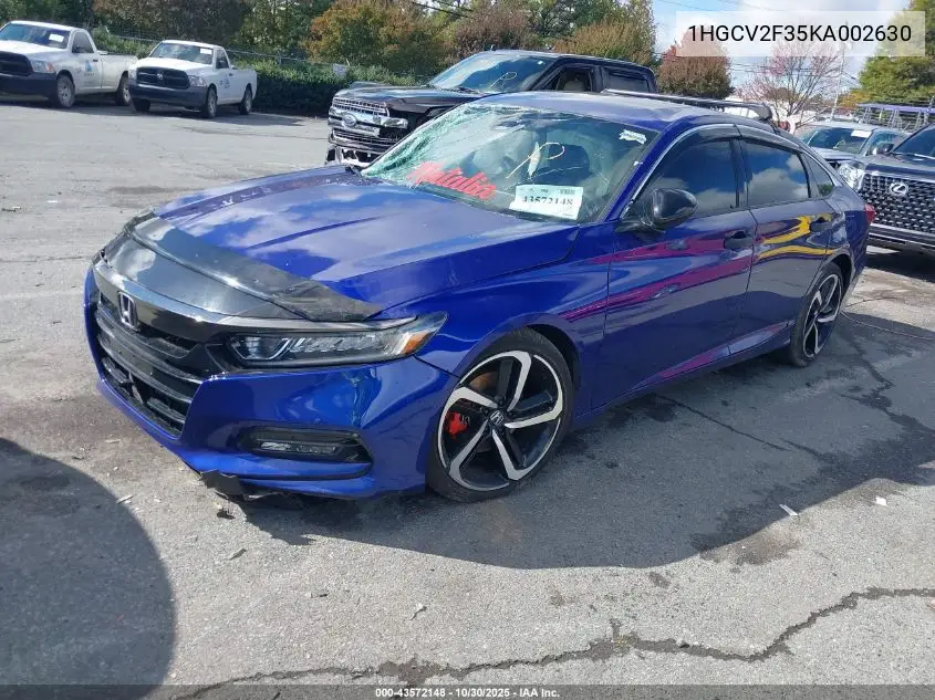 1HGCV2F35KA002630 2019 Honda Accord Sport 2.0T
