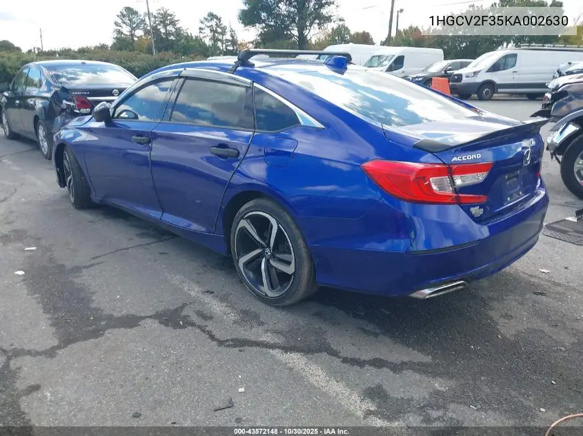 1HGCV2F35KA002630 2019 Honda Accord Sport 2.0T