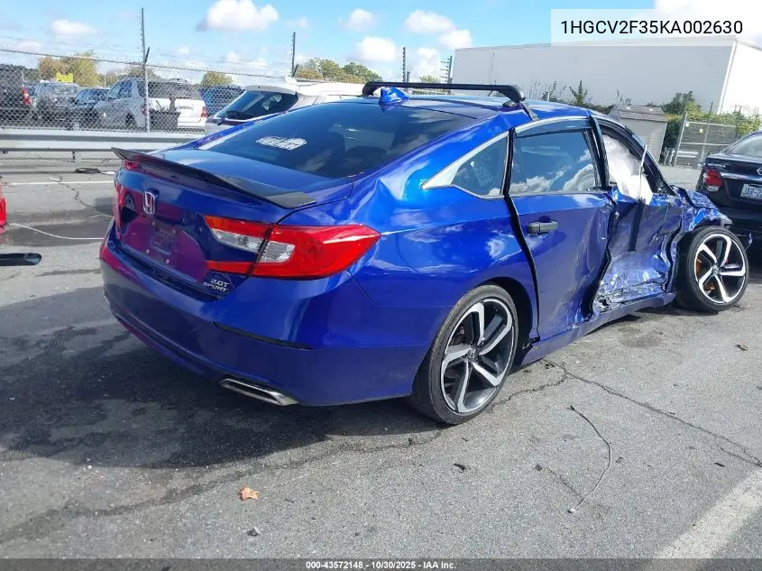 1HGCV2F35KA002630 2019 Honda Accord Sport 2.0T