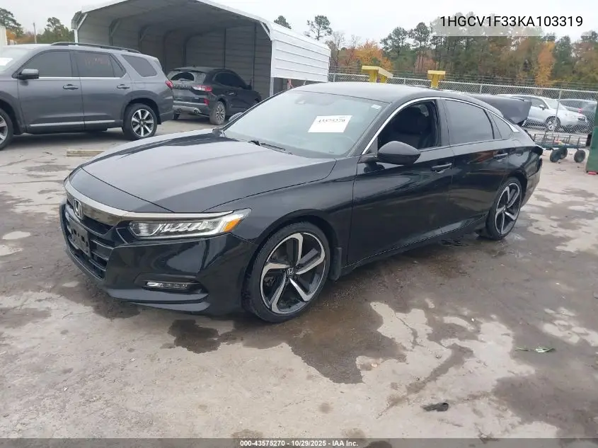 1HGCV1F33KA103319 2019 Honda Accord Sport