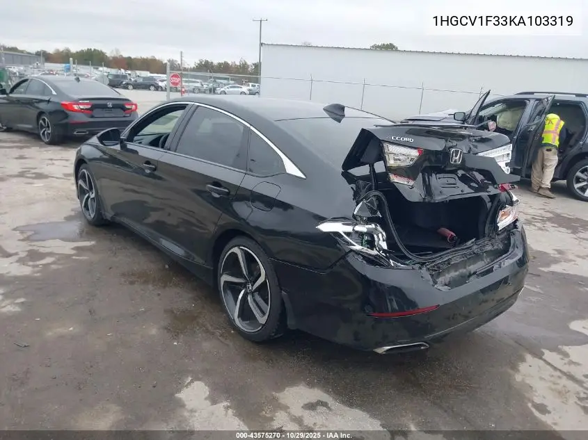 1HGCV1F33KA103319 2019 Honda Accord Sport