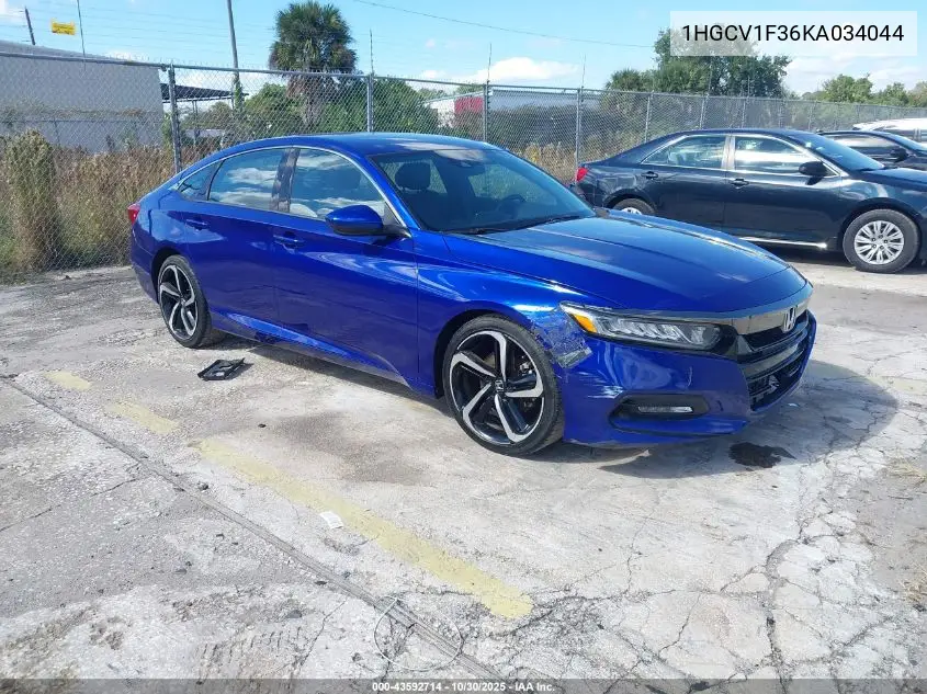 1HGCV1F36KA034044 2019 Honda Accord Sport