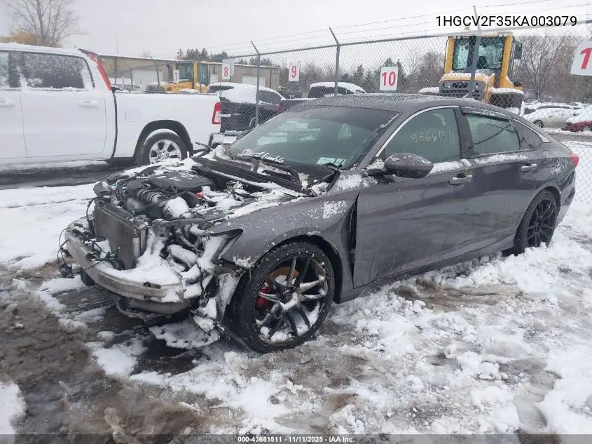 1HGCV2F35KA003079 2019 Honda Accord Sport 2.0T