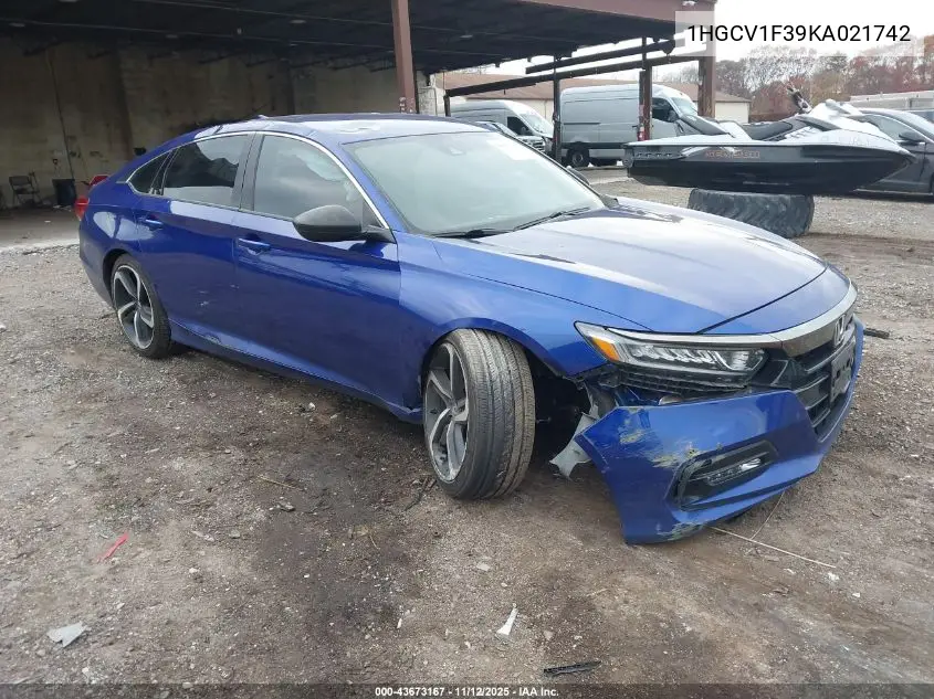 1HGCV1F39KA021742 2019 Honda Accord Sport
