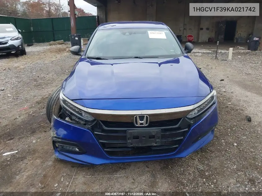 1HGCV1F39KA021742 2019 Honda Accord Sport