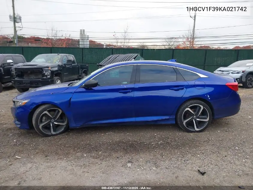 1HGCV1F39KA021742 2019 Honda Accord Sport