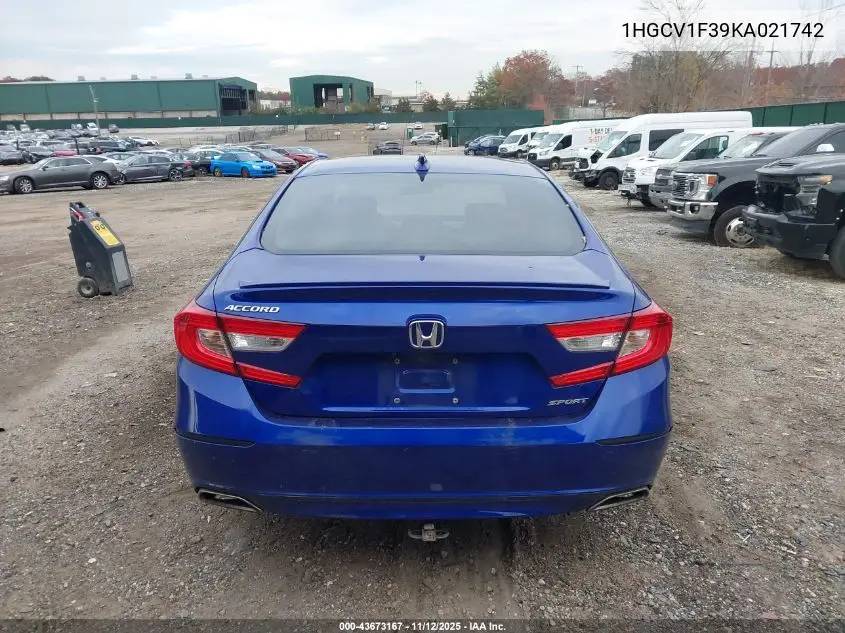 1HGCV1F39KA021742 2019 Honda Accord Sport