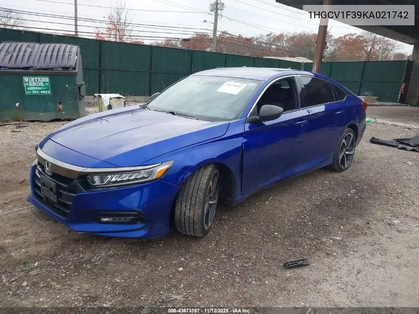 1HGCV1F39KA021742 2019 Honda Accord Sport