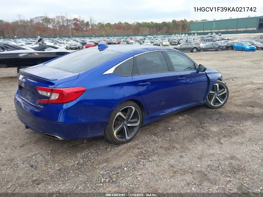 1HGCV1F39KA021742 2019 Honda Accord Sport
