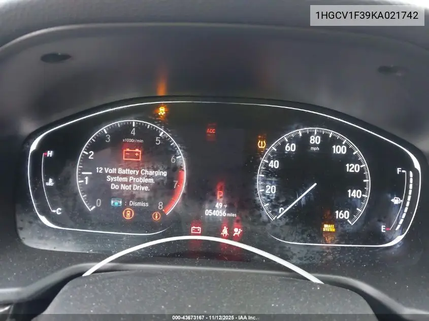 1HGCV1F39KA021742 2019 Honda Accord Sport