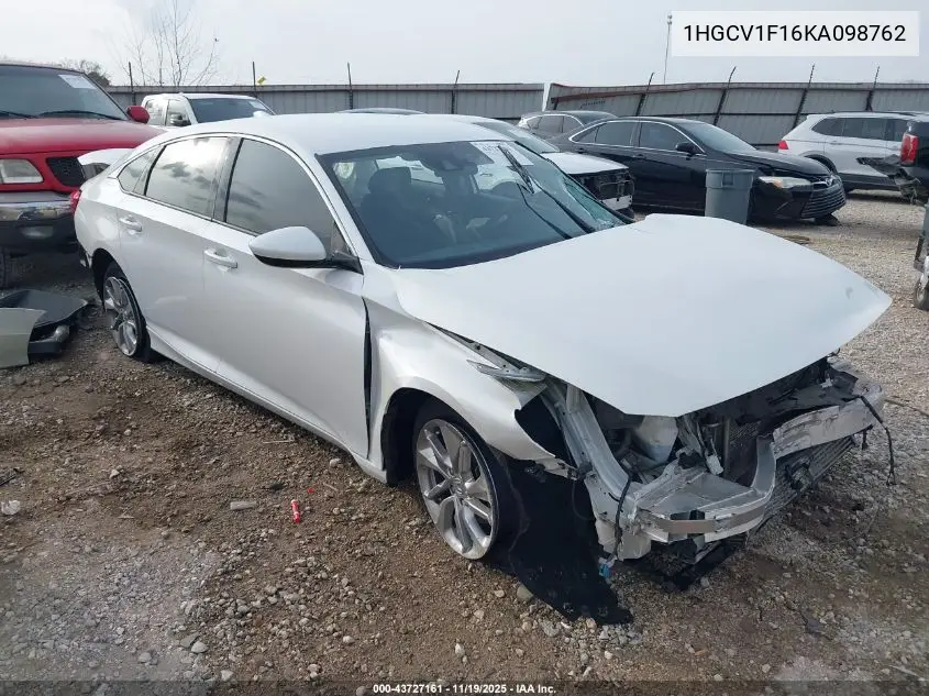 1HGCV1F16KA098762 2019 Honda Accord Lx
