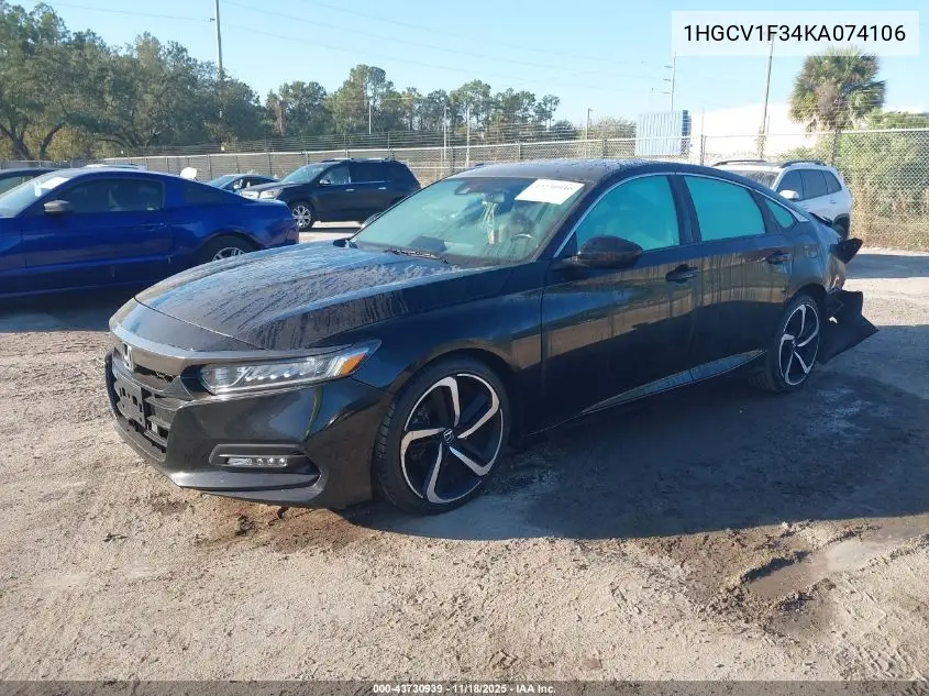 1HGCV1F34KA074106 2019 Honda Accord Sport
