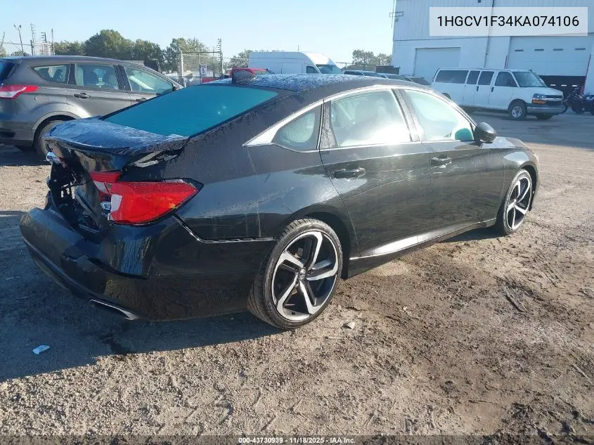 1HGCV1F34KA074106 2019 Honda Accord Sport