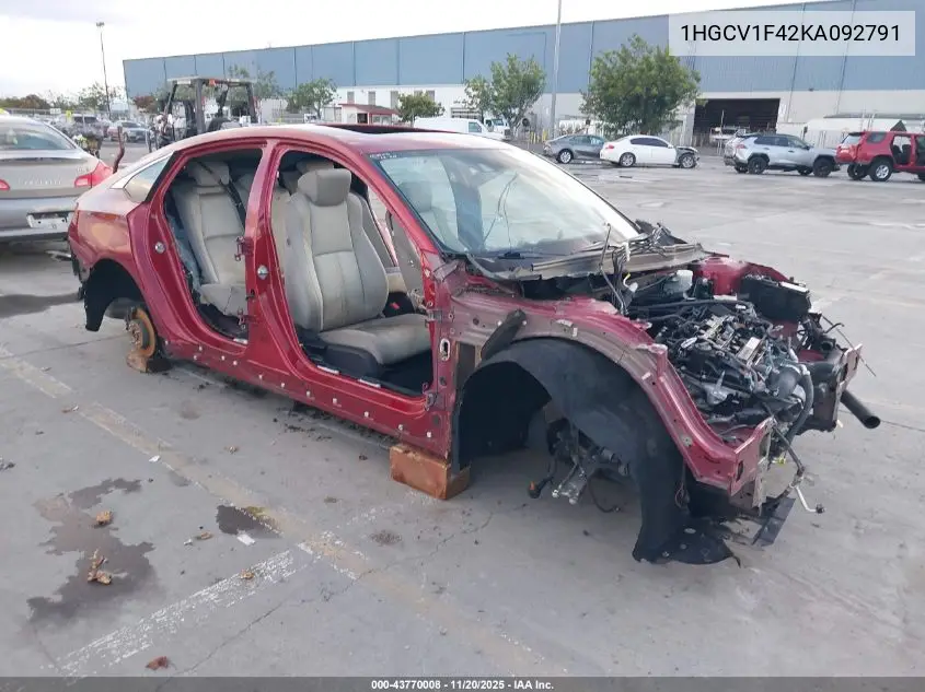 1HGCV1F42KA092791 2019 Honda Accord Ex
