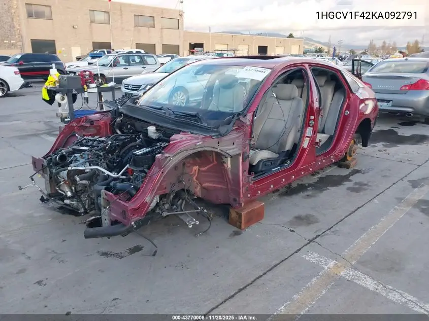 1HGCV1F42KA092791 2019 Honda Accord Ex