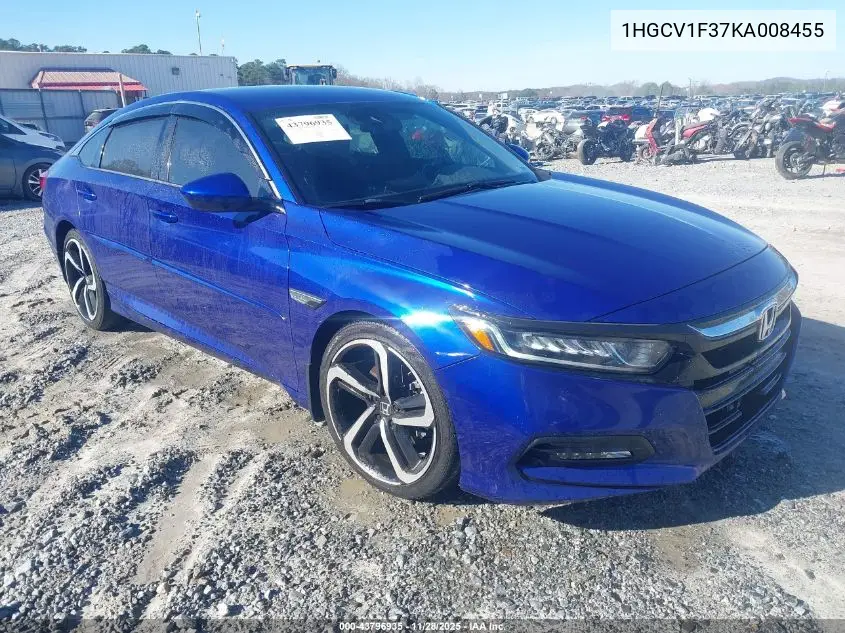 1HGCV1F37KA008455 2019 Honda Accord Sport