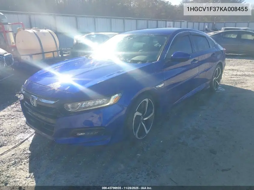1HGCV1F37KA008455 2019 Honda Accord Sport