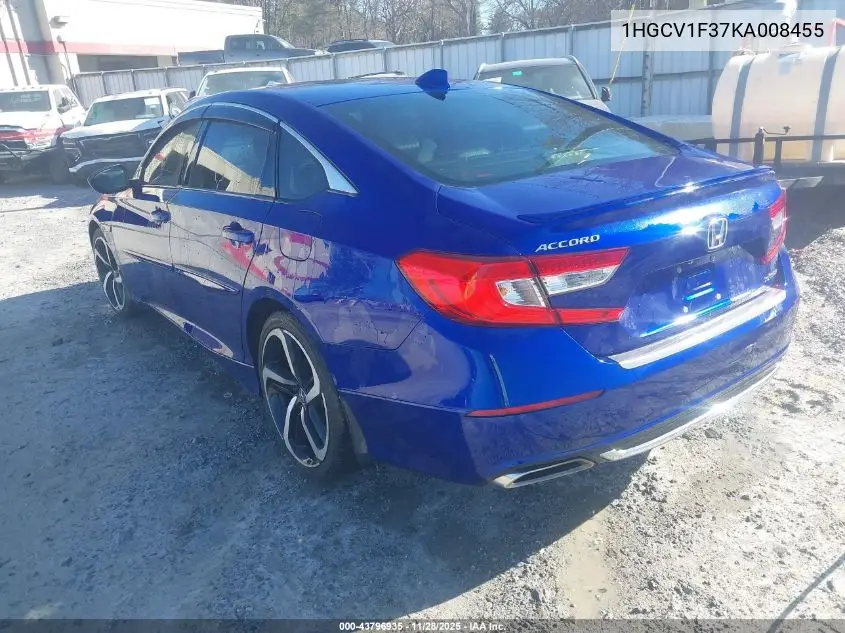 1HGCV1F37KA008455 2019 Honda Accord Sport