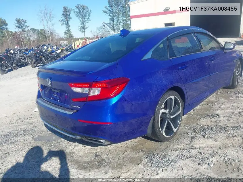 1HGCV1F37KA008455 2019 Honda Accord Sport