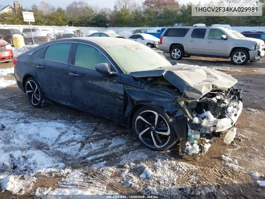 1HGCV2F34KA029981 2019 Honda Accord Sport 2.0T