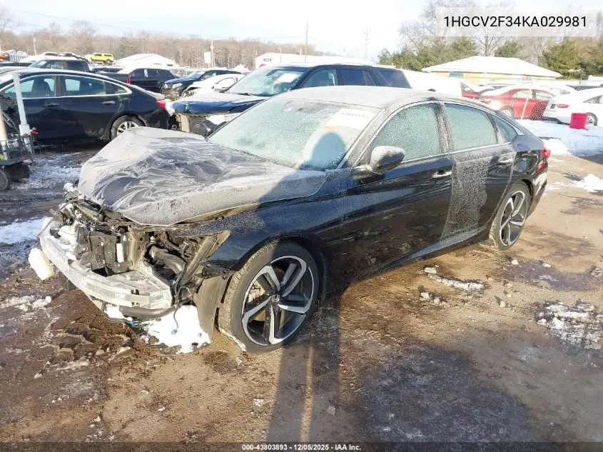 1HGCV2F34KA029981 2019 Honda Accord Sport 2.0T