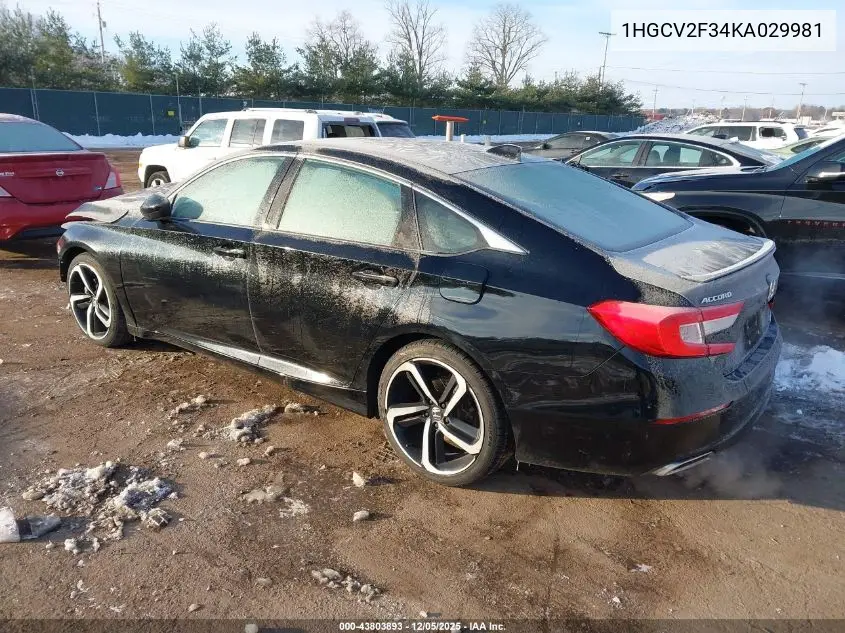 1HGCV2F34KA029981 2019 Honda Accord Sport 2.0T