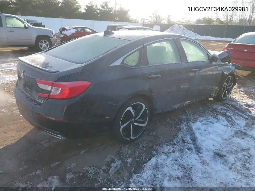 1HGCV2F34KA029981 2019 Honda Accord Sport 2.0T