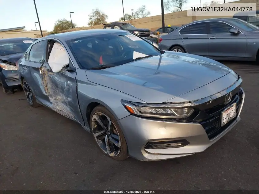 1HGCV1F32KA044778 2019 Honda Accord Sport