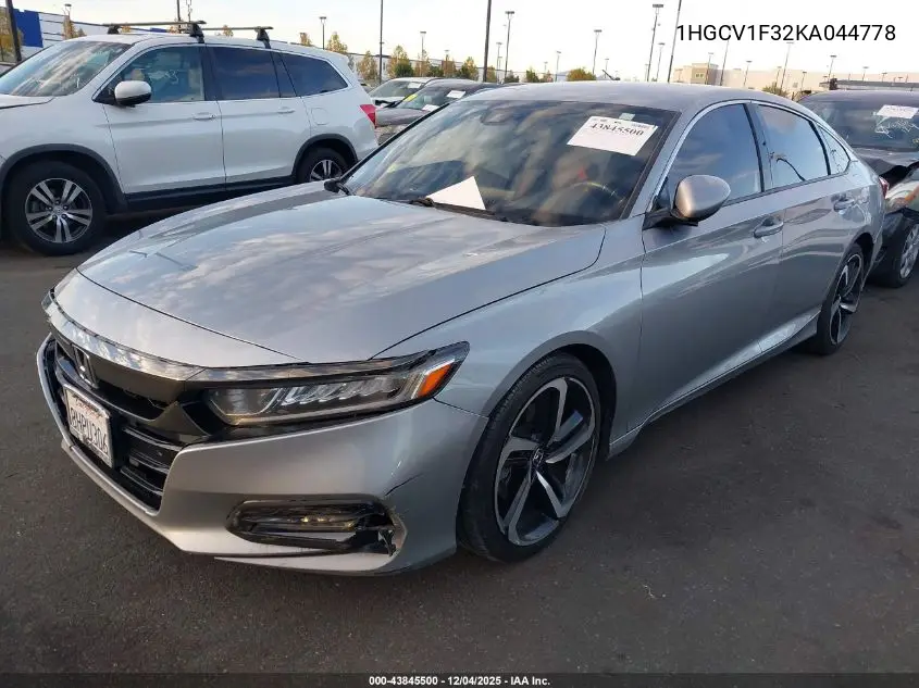 1HGCV1F32KA044778 2019 Honda Accord Sport