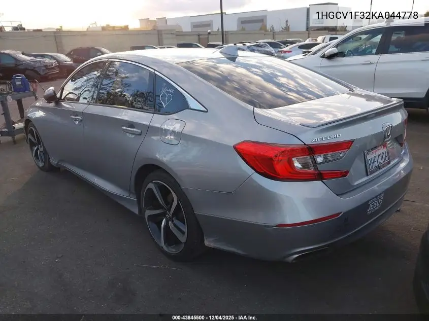 1HGCV1F32KA044778 2019 Honda Accord Sport