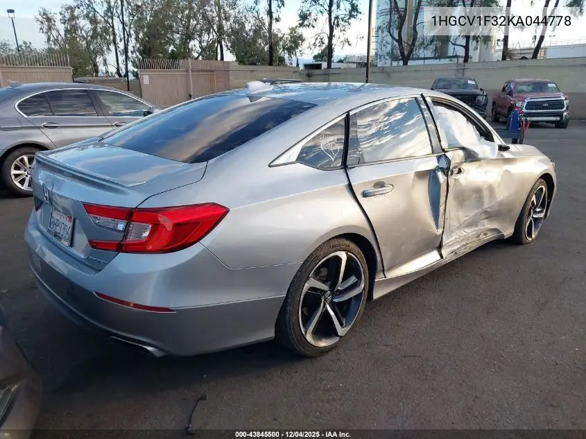 1HGCV1F32KA044778 2019 Honda Accord Sport