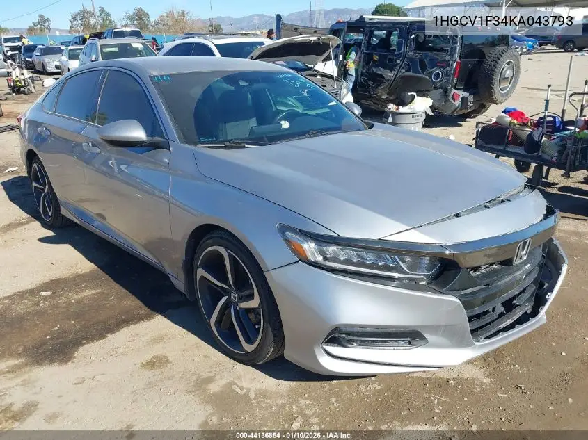 1HGCV1F34KA043793 2019 Honda Accord Sport