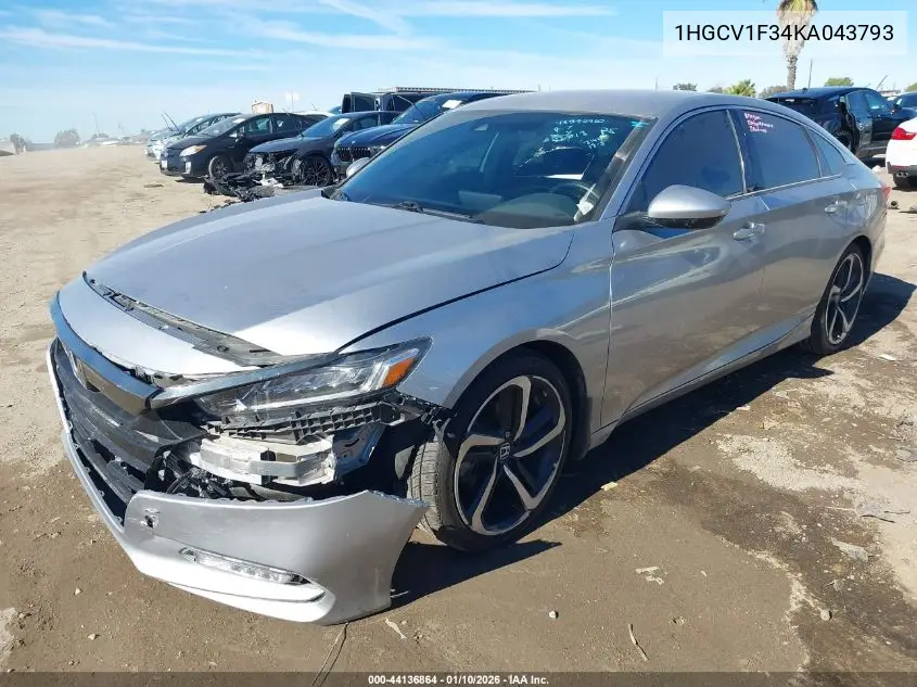 1HGCV1F34KA043793 2019 Honda Accord Sport