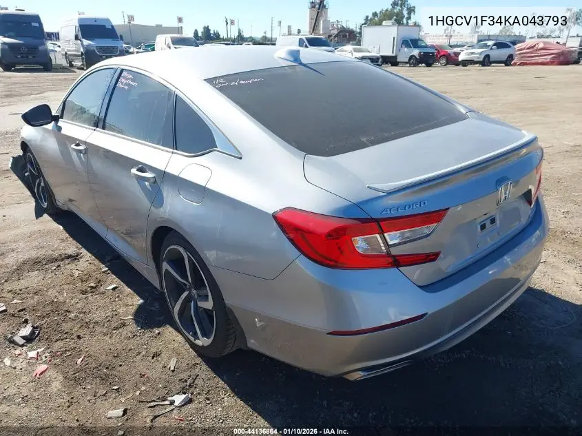 1HGCV1F34KA043793 2019 Honda Accord Sport