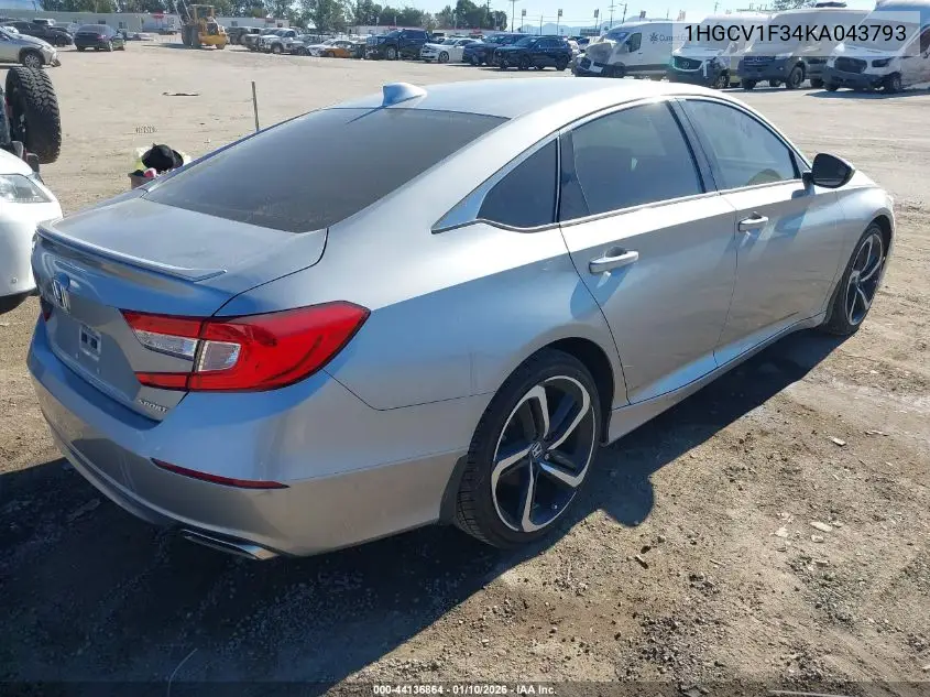 1HGCV1F34KA043793 2019 Honda Accord Sport