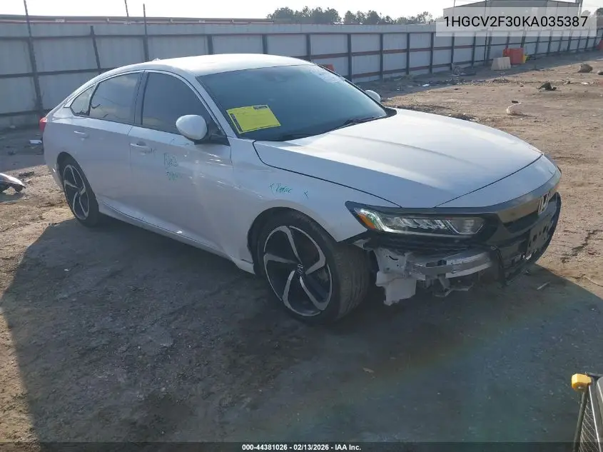 1HGCV2F30KA035387 2019 Honda Accord Sport 2.0T