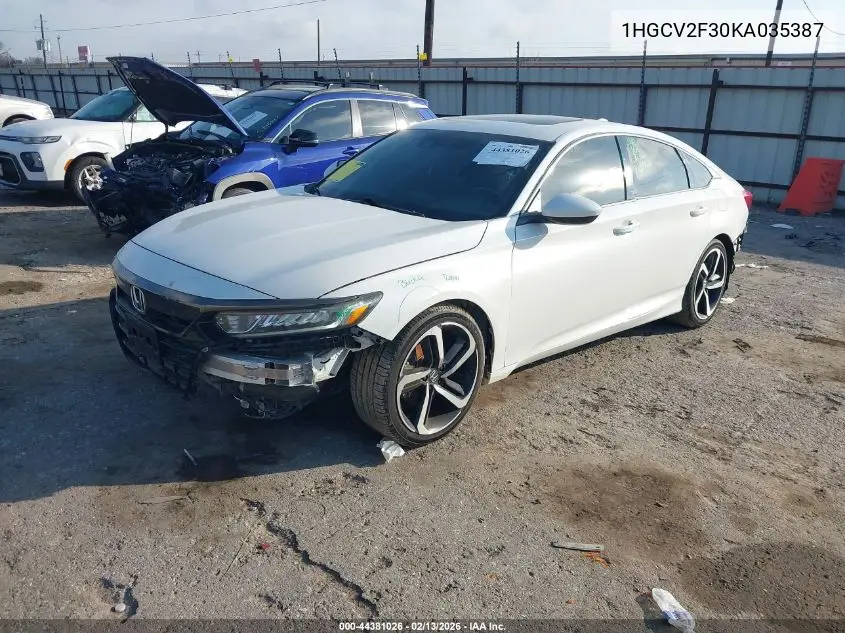 1HGCV2F30KA035387 2019 Honda Accord Sport 2.0T