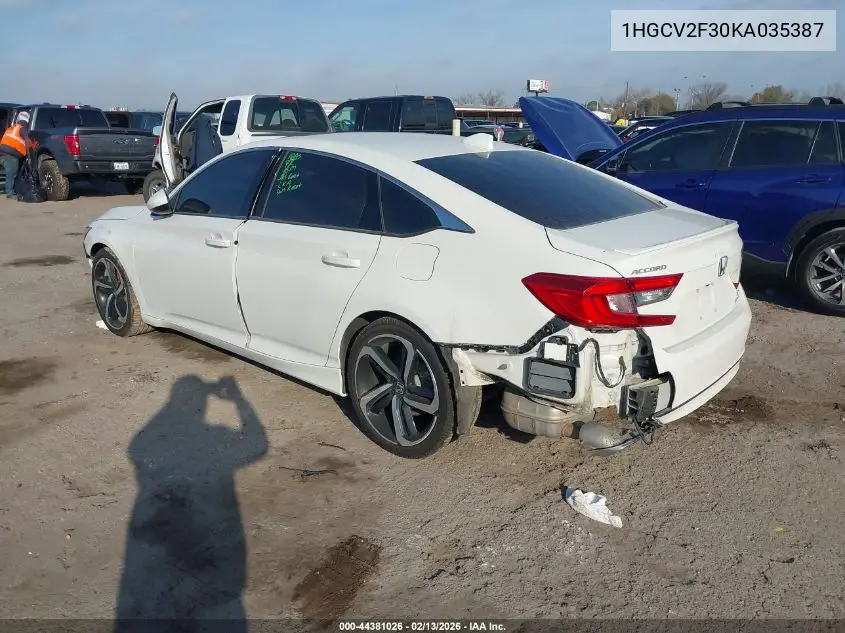 1HGCV2F30KA035387 2019 Honda Accord Sport 2.0T