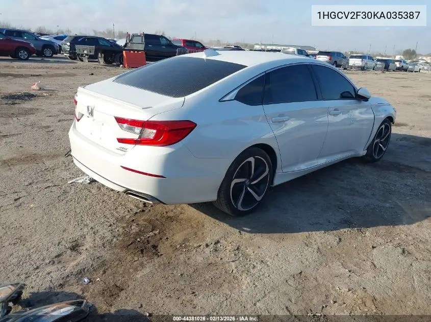 1HGCV2F30KA035387 2019 Honda Accord Sport 2.0T