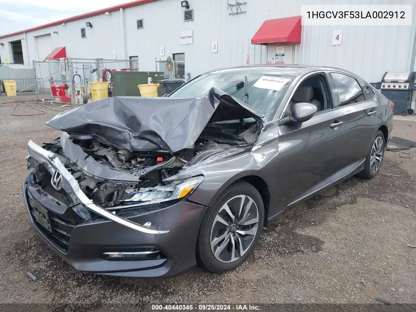 2020 Honda Accord Hybrid Ex-L VIN: 1HGCV3F53LA002912 Lot: 40440345