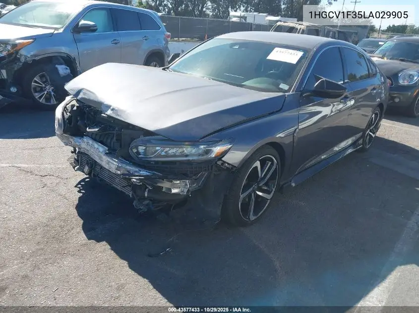 1HGCV1F35LA029905 2020 Honda Accord Sport
