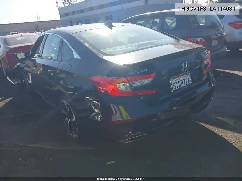 1HGCV1F31LA114031 2020 Honda Accord Sport